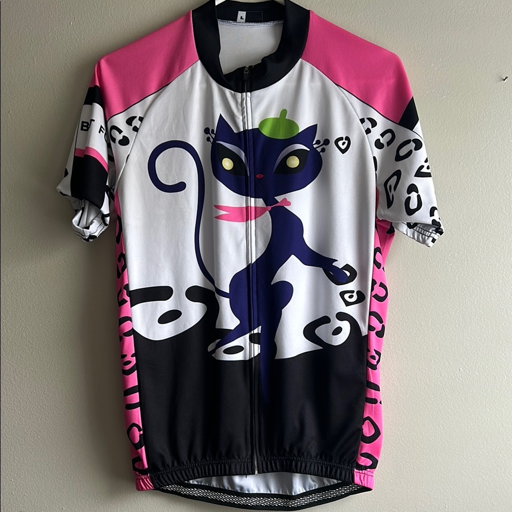 Colorful Cat Cycling Short Sleeve Jersey Women's Large